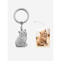 Personalized Pet Keyring, Personalized Photo Keychain, Engrave Photo Keepsake, Cat and Dog Keyring, Photo Pendant,Pet Memorial Keyring